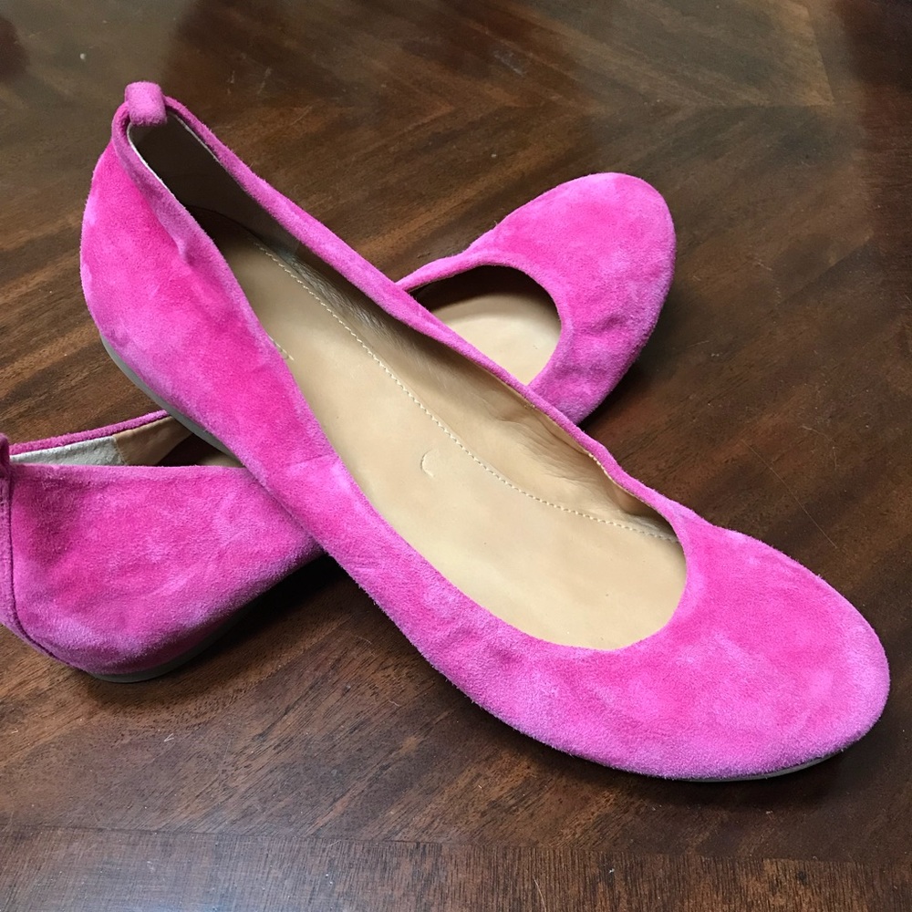 Jcrew pink suede flats
